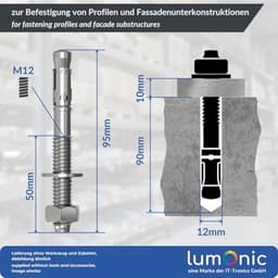 Zwaardere Zwaarlastanker M12 x 95mm verzinkt voor metaalankers en doorsteekinstallaties — thumbnail 3