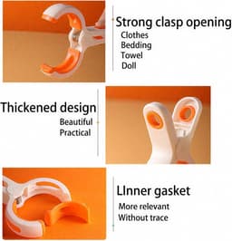 Verpakking met 9 grote handdoekklemmen en wasknijpers - winddicht en stabiel voor strandstoelen, zwembad, beddengoed en dagelijkse was — thumbnail 2