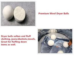 Set van 6 wasballen - Wasballen - Droogballen - Wollen droogballen - Met opbergzak - Natuurlijke wol - Duurzame en herbruikbare droogballen - Kreukvrij - Energiebesparend - Fris effect — thumbnail 2