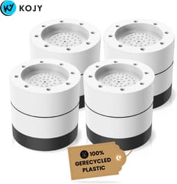 KOJY Wasmachine Trillingsdempers - Verhoger - 8 Stuks - Stapelbaar - Zwart/Wit - voor Wasmachine en Wasdroger — thumbnail 1