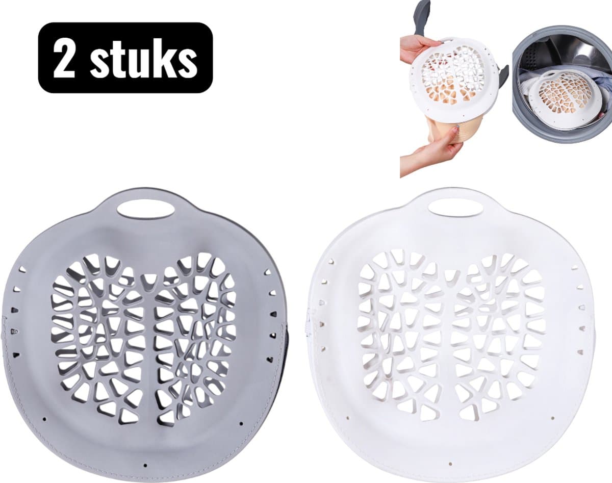 2 stuks - Waszak - Siliconen Waszak voor BH's - Ondergoedwaszak - Anti-Vervorming Wasbeschermer - Binnenwas Zak voor delicate Kleding - Wit, grijs — afbeelding 1