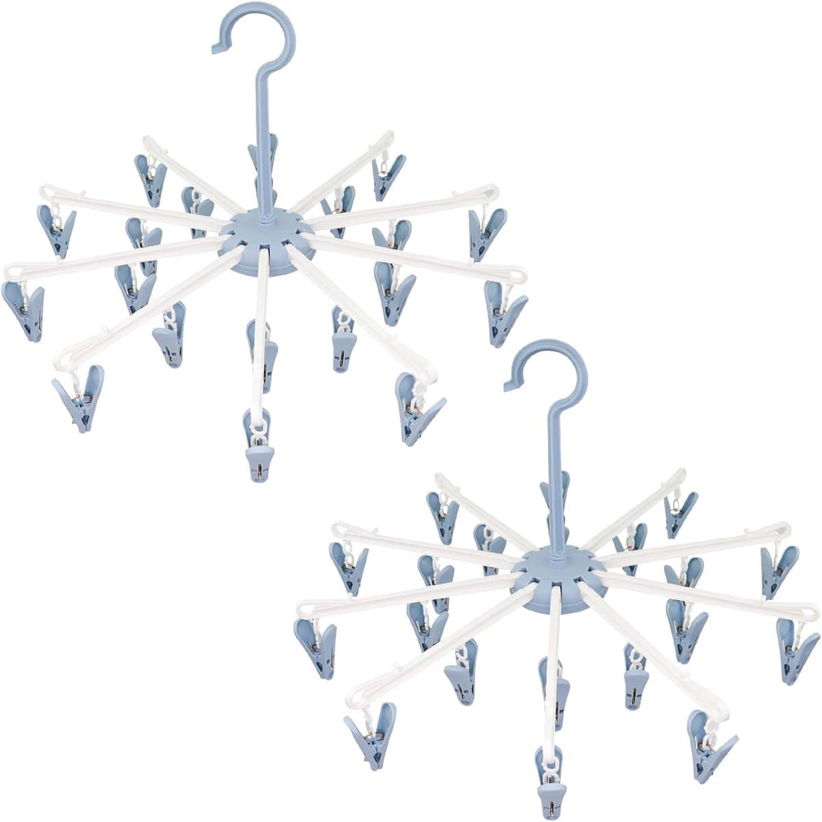 Sokkendroger (2-pack), opvouwbare mini-rotatiedroger, kampeerdroger, kan worden gebruikt voor het ophangen van sokken, ondergoed, babykleding en kleding voor huisdieren (blauw) — afbeelding 1