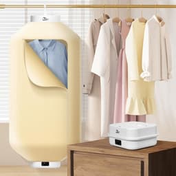 Uten Draagbare Elektrische Droger GR889-3 - Ophangbaar Design - Warmtepompdroger - 600 W - Timer 2.5H/3H/5H - Mini Wasdroger - Tot 3kg Wasgoed - Hoogte 100 cm - Beige — thumbnail 3