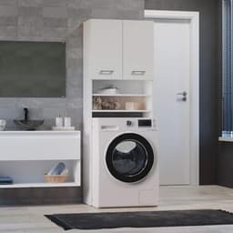 Wasmachinekast voor Badkamer en Wasruimte - Ruimtebesparende Hoge Kast (Wit) — thumbnail 2