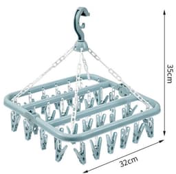 Opvouwbaar hangend kledingrek met 32 klemmen - kleerhangers - kleerhangers kunststof - Multifunctioneel windbestendig droogrek - Droogrek voor sokken en ondergoed - Huishoudelijk plastic kledingdroogrek - Hangend droogrek - blauw — thumbnail 1