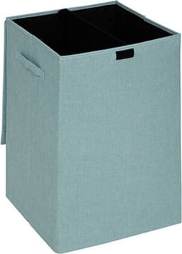 5Five Eureka sorteer wasmand - 2x - 74 liter - lichtblauw - 37 x 37 x 60 cm - MDF/Polyester stof - met afsluitklep — thumbnail 3