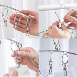 JGS ® Sokkenhanger Droogrek Set van 3 met Winddichte Haken en 8 Clips voor Diverse Kledingstukken — thumbnail 3