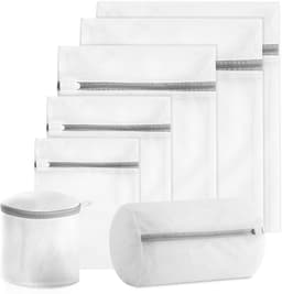 YONO Waszakken Set XL - 7 Stuks - Wasnetten met Rits voor Wasgoed - Waszak Wasmachine - Groot - Wit — thumbnail 1