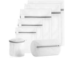 YONO Waszakken Set XL - 7 Stuks - Wasnetten met Rits voor Wasgoed - Waszak Wasmachine - Groot - Wit — afbeelding 1