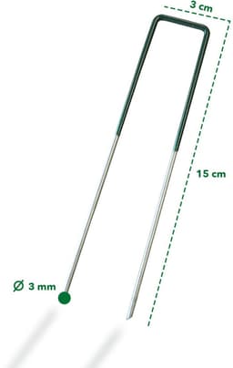 FLOORDIREKT Grondanker Haringen voor Kunstgras - XXL-Pakket - Stabiele & Corrosiebestendige - Voor Kunstgras, Onkruidvlies, Schutting, Tent, Camping & Tuin - Gemaakt van Ijzerdraad - 300 stuks - 15 x 3 cm — thumbnail 4