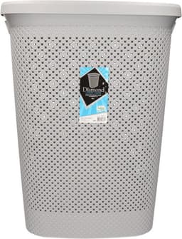 Wasmand - 2x - met deksel - grijs - 60 liter - kunststof - wasmanden - Huishoudelijke producten — thumbnail 3