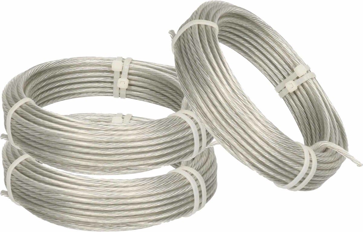 Waslijndraad - 3x stuks - staal - transparant - 10M - drooglijn voor wasgoed - waslijn / waslijnen — afbeelding 1