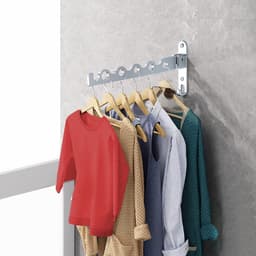 Droogrek voor Kleding Wandmontage - Ruimtebesparend Vouwrek incl. Intrekbare Staaf - Kleine Onzichtbare Opvouwbare Hanger voor Jas - Deurhangend en Opvouwbaar - Droogrek voor . — thumbnail 3