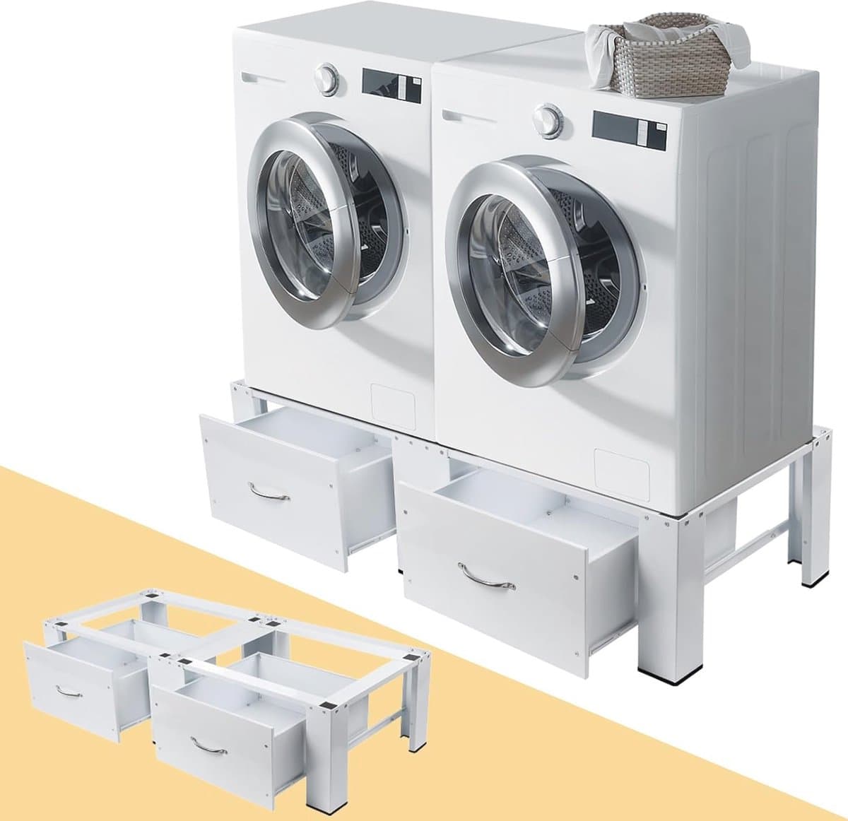 Onderstel voor wasmachines en drogers met 2 lades | max. 300 kg | 126x54x32cm — afbeelding 1