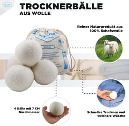 Droogballen voor Sneller Drogen - 100% Schapenwollen Ballen voor de Droogtrommel — thumbnail 2