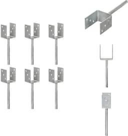 vidaXL - Grondankers - 6 - st - 8x6x30 - cm - gegalvaniseerd - staal - zilverkleurig — thumbnail 1