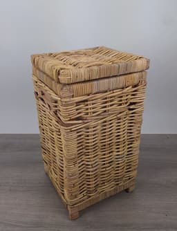 MigoStyling - Wasmand - Vierkant - Met deksel - 30x30x55 - Riet - Rotan - Naturel — thumbnail 1