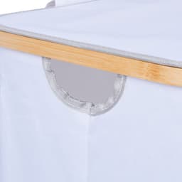 wasmand met deksel - 105 l - bamboe - polyester - opvouwbaar - draagbaar - wit-natuur — thumbnail 2