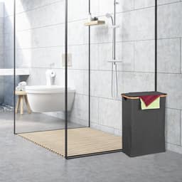 wasbox met deksel - 105 l - bamboe - polyester - opvouwbaar - badkamer — thumbnail 4