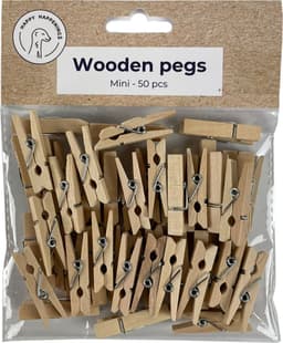 Mini Wasknijpers - 50 stuks - Knijpers Hout - Knijpertjes — thumbnail 2