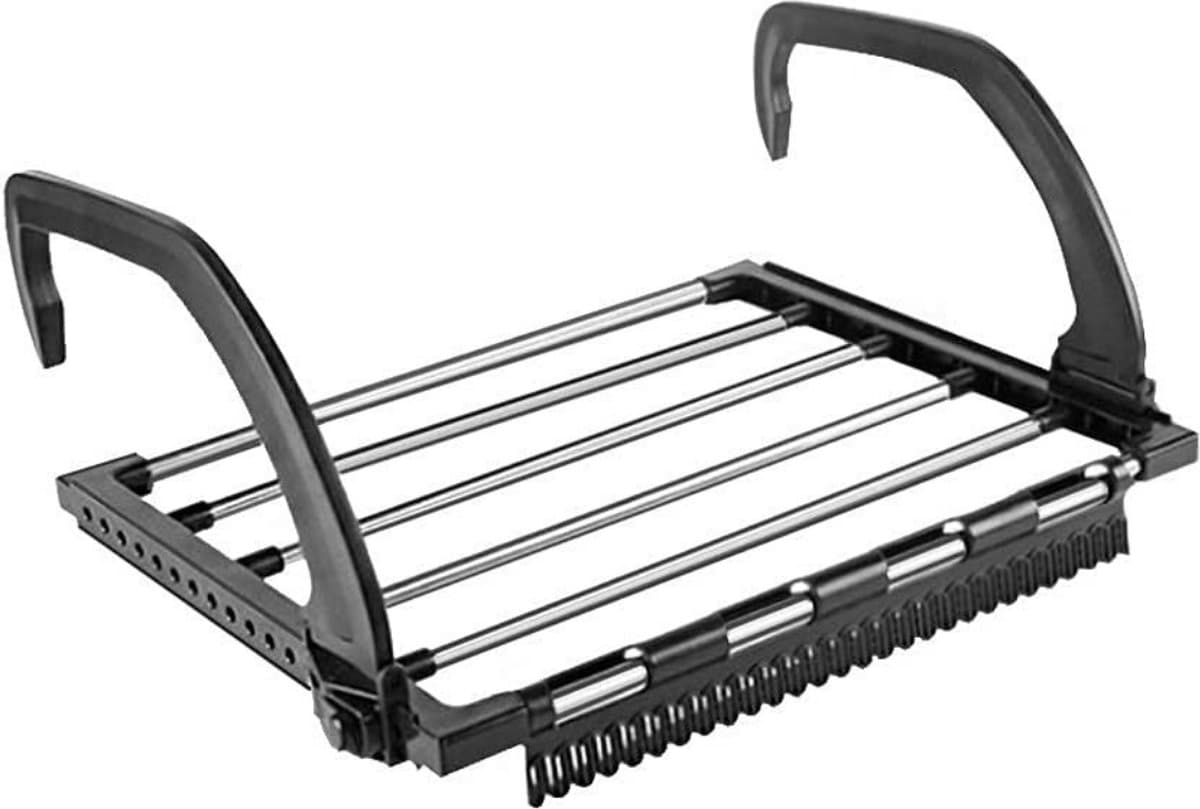 Droogrek - Ophang Drookrek - Droogrek Balkon - Wasdroger - zwart, zilver - Radiatordroger - Inklapbaar - Hangdroger - Balkonwasdroger - 40 x 32 cm - Wasrek, Verwarming - Washouder voor Kleine Sokken — afbeelding 1