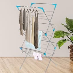Heavy Duty premium kwaliteit gelegeerd staal 3-laags kleding luchtdroger - wasdroger waslijn paard indoor outdoor handdoekrek - 15 m droogruimte - antislip voeten - hoekruimtes voor hangers met snelle levering — thumbnail 3