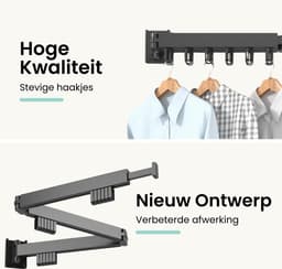 Home4u® - Wanddroogrek - Droogrek Inklapbaar - Wasrek Inklapbaar - Droogrekken - Wasrek Hangend — thumbnail 5