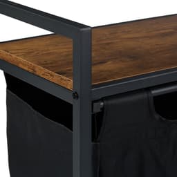 dubbele wasmand - op poten - 72 x 73 x 33 cm - met plank - 2 uitschuifbare vakken - industrieel — thumbnail 5