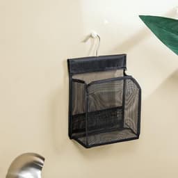 Klemmfix Mand voor Kledingknijpers, Zwarte Clip Tas voor Wasknijpers, Hangende Opberging met S Haak voor Balkon, Badkamer en Wasruimte — thumbnail 4