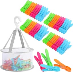 48 Stuks Wasknijpers met Mand - Duurzame Kledingknijpers voor Binnen en Buiten, Perfect voor Droogrek en Kledinghanger — thumbnail 1