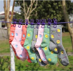 Elastische Kledinglijn - Draagbare Waslijn - Reizen en Buiten - Met 12 Knijpers - Tot 380 cm - Roze — thumbnail 3