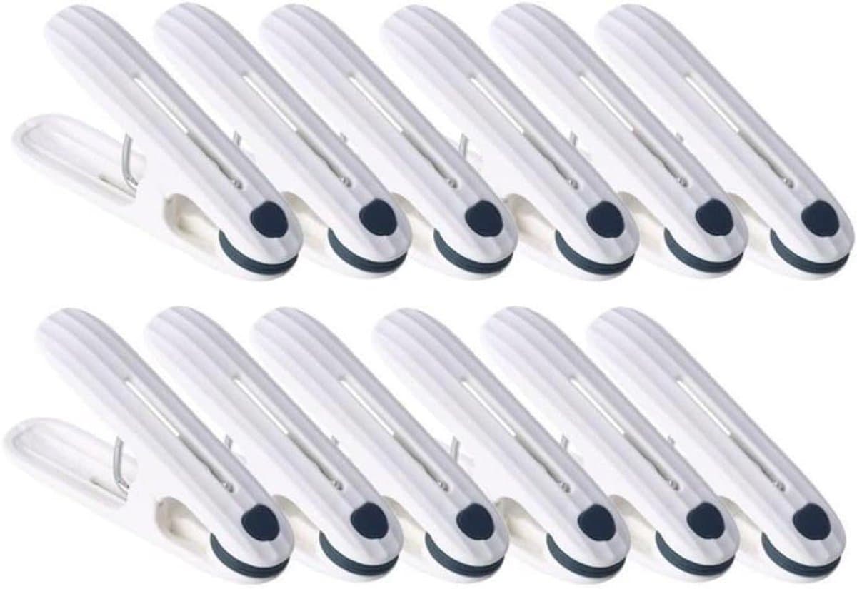 Plastic wasknijpers - Antislip clips - Was ophangen - Zachte rubberen kaken - 12 stuks - Diepblauw beige — afbeelding 1