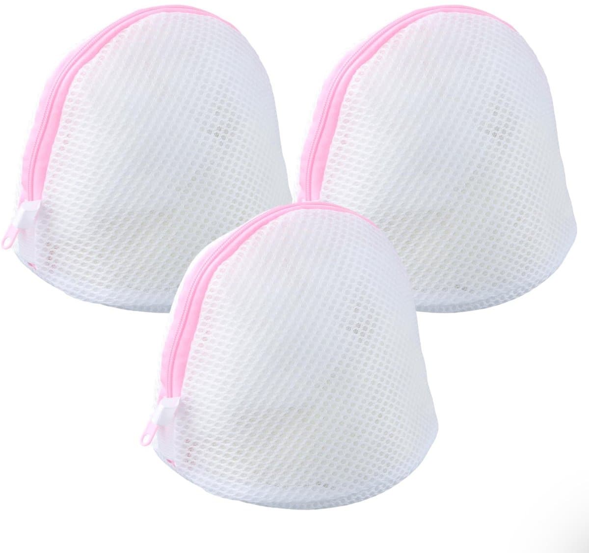 ZEYNOMAX- Waszak met rits - Waszak voor ondergoed - Waszak voor sokken - Waszakken groot - Set van 3 - Roze katoen — afbeelding 1