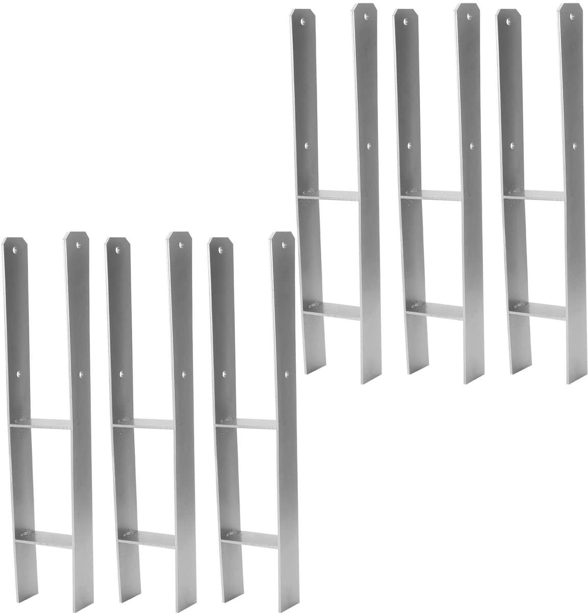 H-anker paaldrager - Paalhouder grondanker - Houtconstructies verstevigen - Verhoogde materiaaldikte 47 mm - 600 mm lengte - Zilver — afbeelding 1