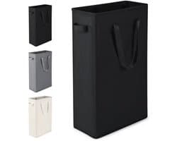 Opvouwbare wasmand - Slanke 45 liter mand met handvatten en deksel voor ruimtebesparende opbergoplossing