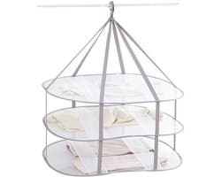 Opvouwbaar droogrek met 3 niveaus en gaas – 77 cm L x 61 cm B x 78 cm H - Geschikt voor het drogen van zware truien, ondergoed, sokken, gebreide kleding, knuffels, katoenen pantoffels