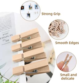 Dailygoods - Dailygoody - Houten Wasknijpers - Mini-Wasknijpers - Duurzaam en Milieuvriendelijk - Beige - Voor Decoraties en Foto's - Handig voor Doe-Het-Zelf Proj... — thumbnail 3