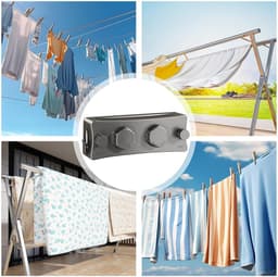 Intrekbare Waslijn - Waslijn String Wastouw - Kleding Drogen - Antislip Draad - 28 x 75 x 11 cm - Grijs — thumbnail 5