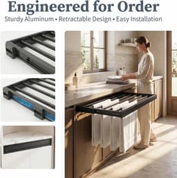 Uittrekbaar Droogrek - Plank Organizer Lade - Ruimte Besparen - Aluminium Legering Frame - 61 cm - Wit — thumbnail 5