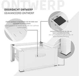 YOR® Wasmachine Verhoger - Wasmachine Verhoger met Lade - Wasmachine Sokkel Met Laadcapaciteit tot 150 KG - Wasmachine Kast - Wasmachine Ombouw – Wasmachineverhoger - ‎Wit- 63cm x 54cm x 32 cm; 9 kg — thumbnail 2