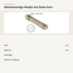 Dailygoods- Waslijn 50 m - Waslijn met stalen kern 3 mm - Weerbestendig - Extra sterke waslijn - Ideaal voor tuin/camping - Duurzaam en flexibel - Waskoord — thumbnail 4