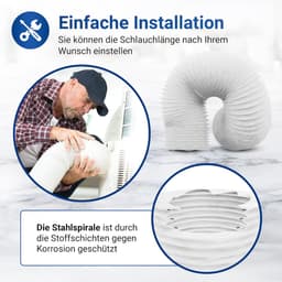 Afvoerslang Airco - Flexibele slang - Mobiele koeling - Met slangklemmen - 3 meter 125 mm - Wit — thumbnail 5
