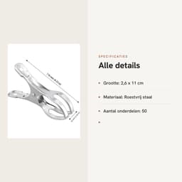 Dailygoods- Handdoekklemmen 50 stuks - Roestvrij Staal - Strandhanddoekclips - Grote Wasknijpers - Duurzaam - Geschikt voor Buitengebruik — thumbnail 5