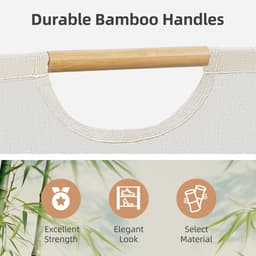 1 Stuk - delige set grote wasmanden - opvouwbare wasmand met bamboe handgrepen - Handdoekopslag - vrijstaande waterdichte wasmand voor de wasruimte - slaapkamer - studentenkamer (30*30*40 cm, beige) — thumbnail 3