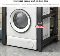 Wasmachine Standaard - Droger Rek - Apparaten Plaatsen - Stapelbaar Verstelbaar - 400 kg Draaglast - Zilver — thumbnail 4