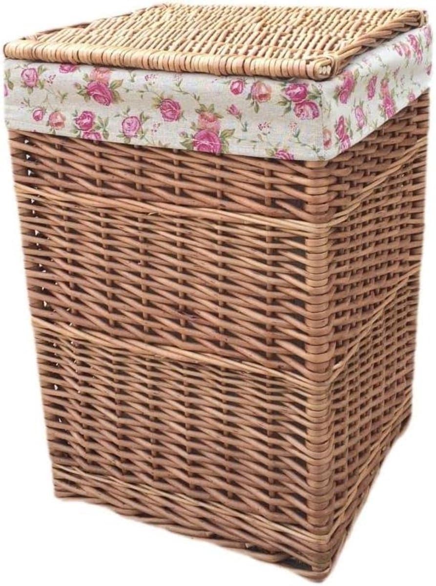 Wasmand Vierkant - Wasbox Riet - Kleding Opbergen - Licht Gestoomde Wilg - 35 x 50 x 34 cm - Roze — afbeelding 1