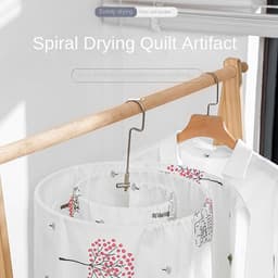 Spiraal Sheet Hanger - Droogrek Quilt - Beddengoed Drogen - Roestbestendige Coating - 200 cm Lengte - Zilverkleurig — thumbnail 2