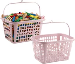 Plasticforte Knijpermandje - 2x - roze - 20 x 25 cm - kunststof - wasknijpertasje/knijperzak — thumbnail 1