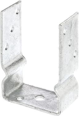1x U-vormige paalsteun, vrije breedte 91 mm, totale lengte 150 mm, thermisch verzinkt staal, paalsteun voor vastschroeven of betonneren, U-profiel staal, grondanker, balkdrager — thumbnail 1