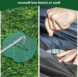 100 Grondankers met 100 Bufferdiscs, 150 x 35 mm, Roestvrij Gegalvaniseerde U-vormige Pinnen voor Tuin, Onkruidbestrijding en Tentbevestiging met Hamer en Handschoenen — thumbnail 2